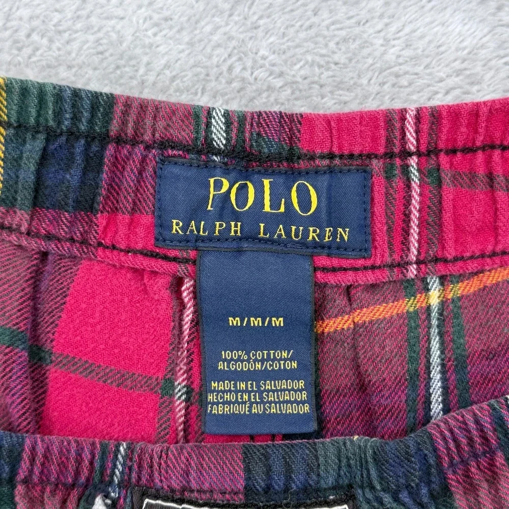 Polo Ralph Lauren Flannel Pajama Pants Men Medium Tartan Plaid Sleep Lounge Pony